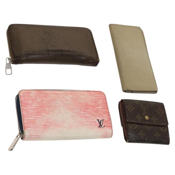 LOUIS VUITTON Monogram Epi Taiga Wallet Set of 4 Brown Red LV Auth - Picture 1 of 16